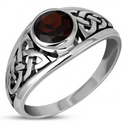 Genuine Garnet Celtic Knot Ring, r327